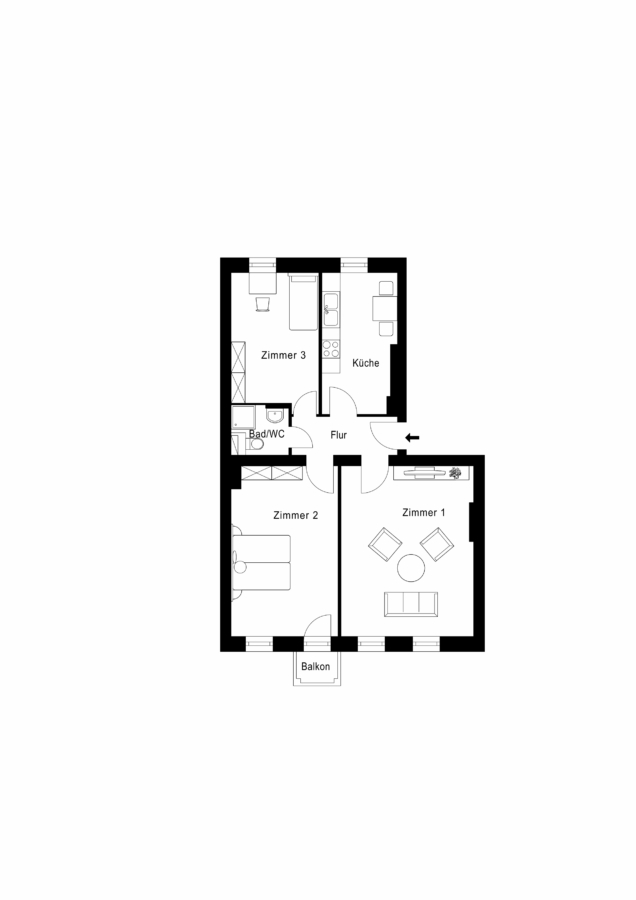 High-quality, rented flat in prime Prenzlauer Berg location - Floor plan