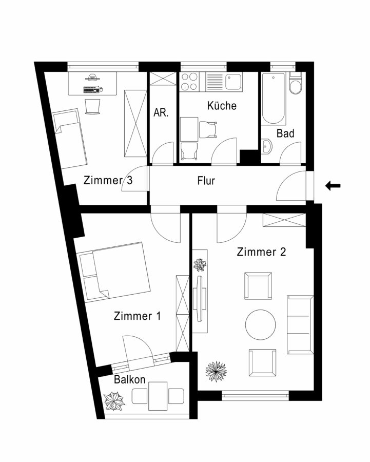 Solid investment with potential in top location in Berlin Charlottenburg - Floor plan